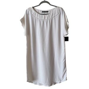 Zara White Round Neck Short Sleeve Dress Size Medium NWT